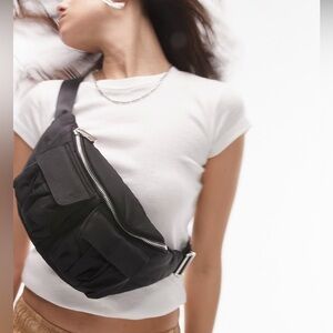 NWT Topshop Baby Nylon Black Fanny Bag.